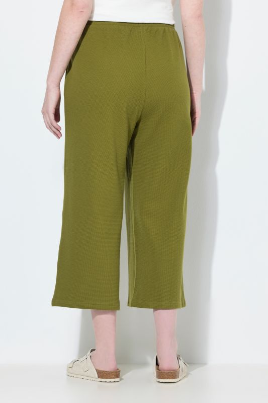 Eco Cotton Waffle Texture Elastic Waist Culottes