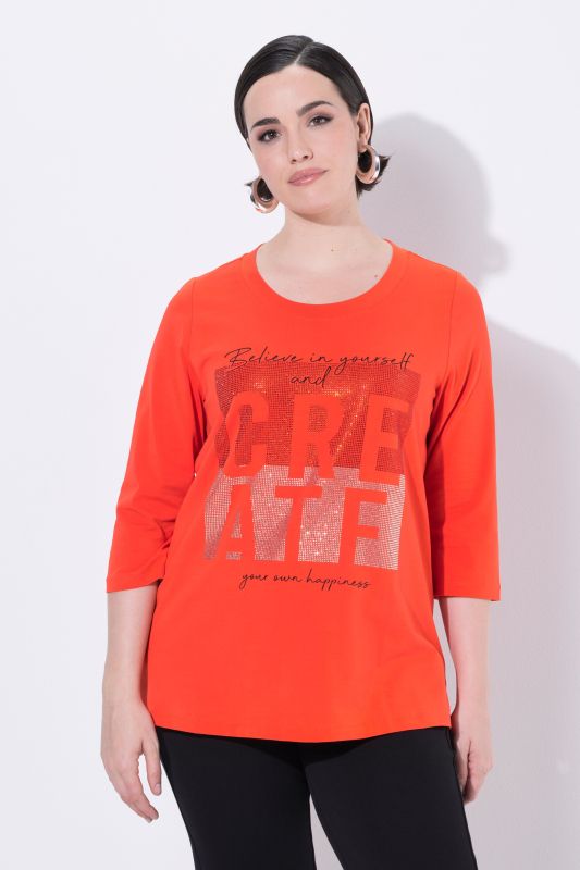 Rhinestone Motivational 3/4 Sleeve Tee
