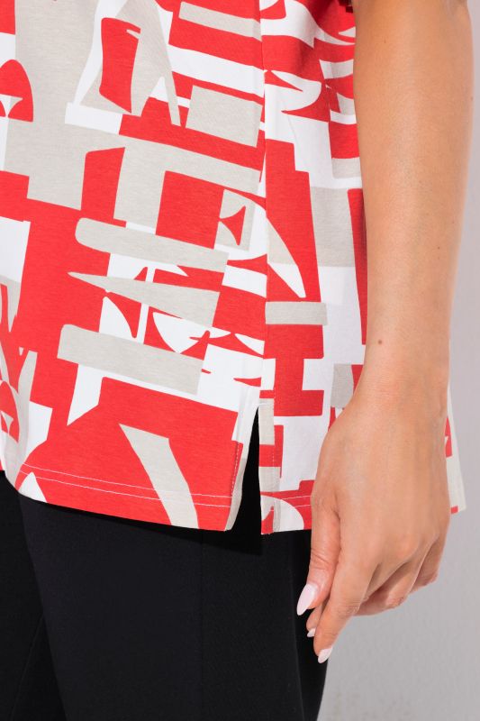 Geometric Letter Print Short Sleeve V-Neck Tee