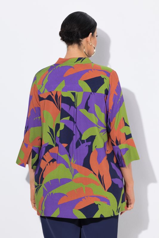 Leaf Print 3/4 Sleeve Blouse