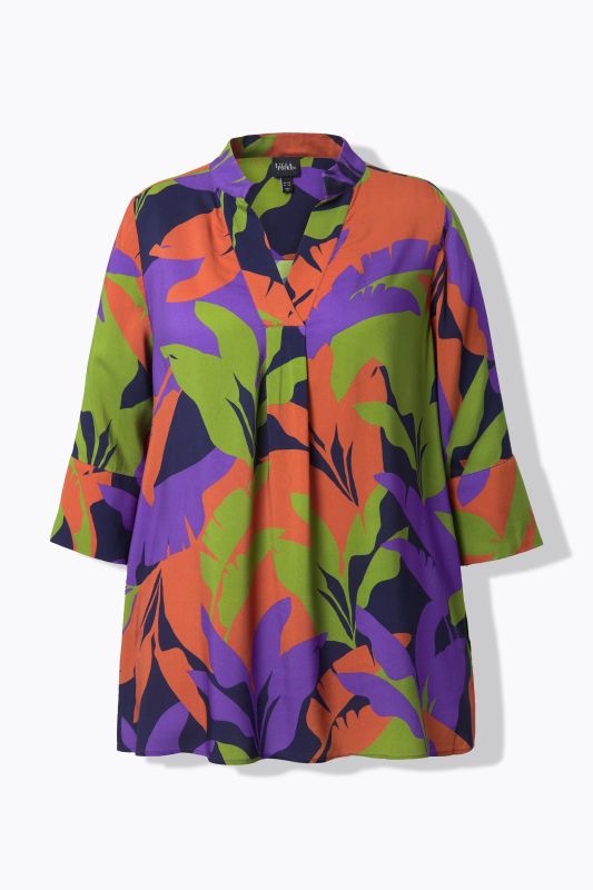 Leaf Print 3/4 Sleeve Blouse
