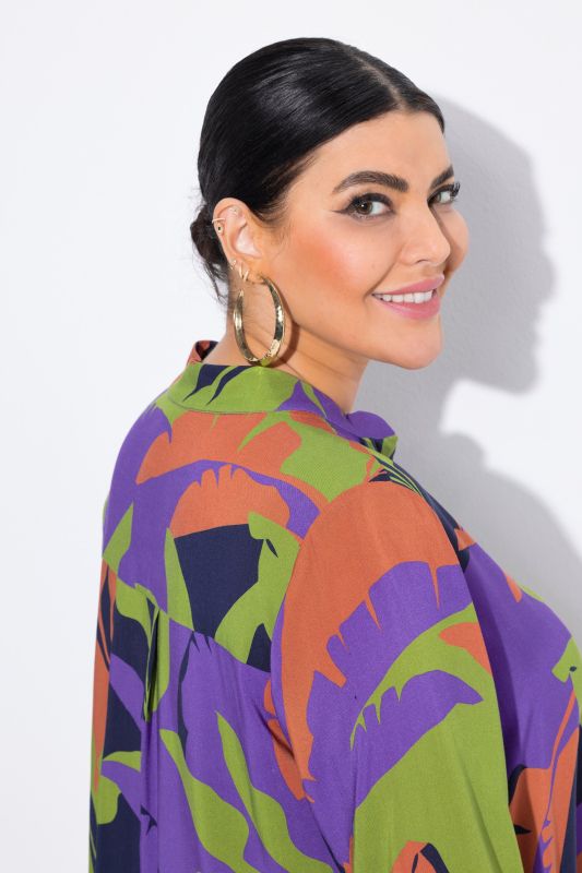 Leaf Print 3/4 Sleeve Blouse