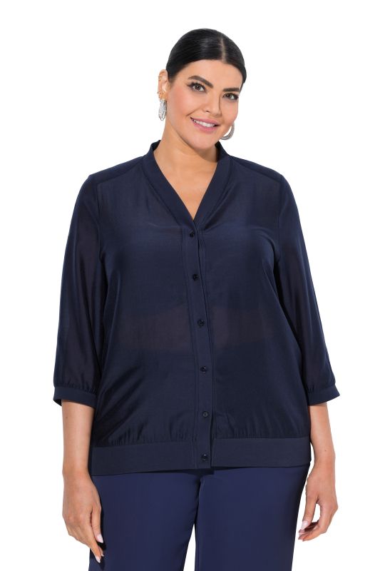 Sheer Shimmer Button Down Blouse