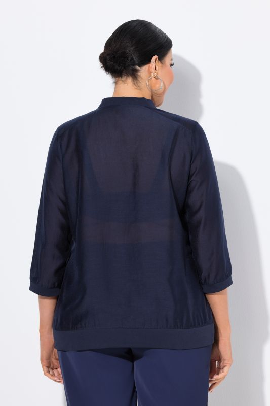 Sheer Shimmer Button Down Blouse