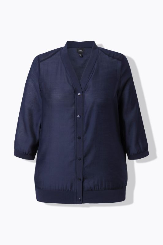 Sheer Shimmer Button Down Blouse