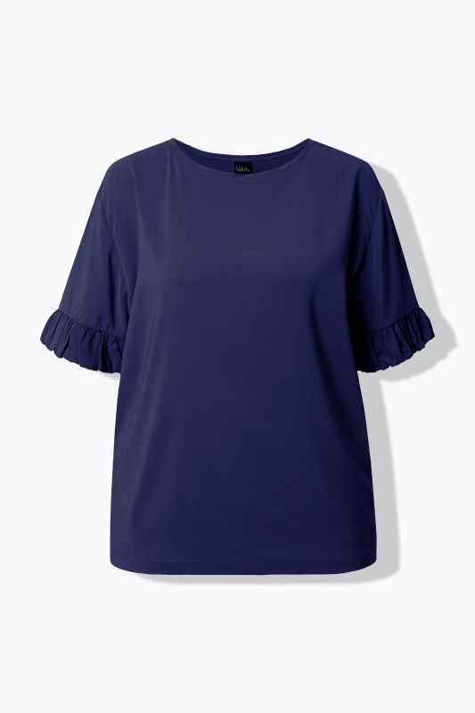 Mixed Material Ruffle Cuff Tee