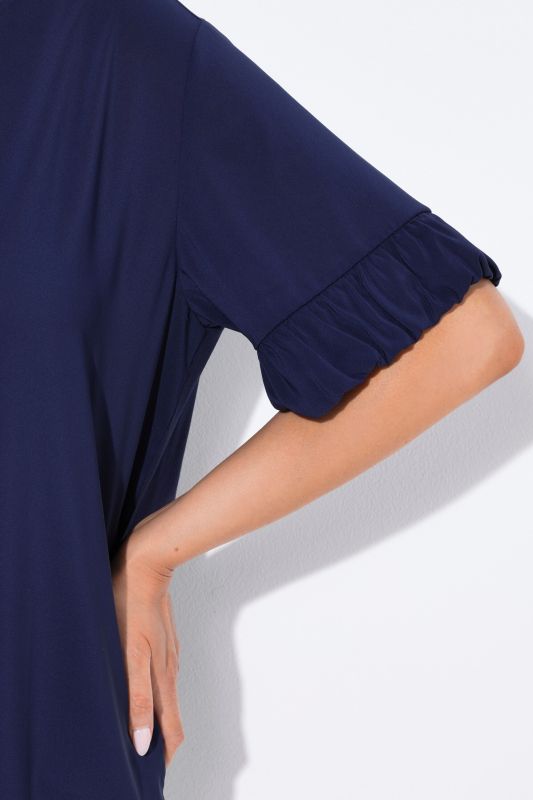 Mixed Material Ruffle Cuff Tee