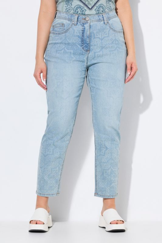 Tile Laser Print Stretch Fit Jeans