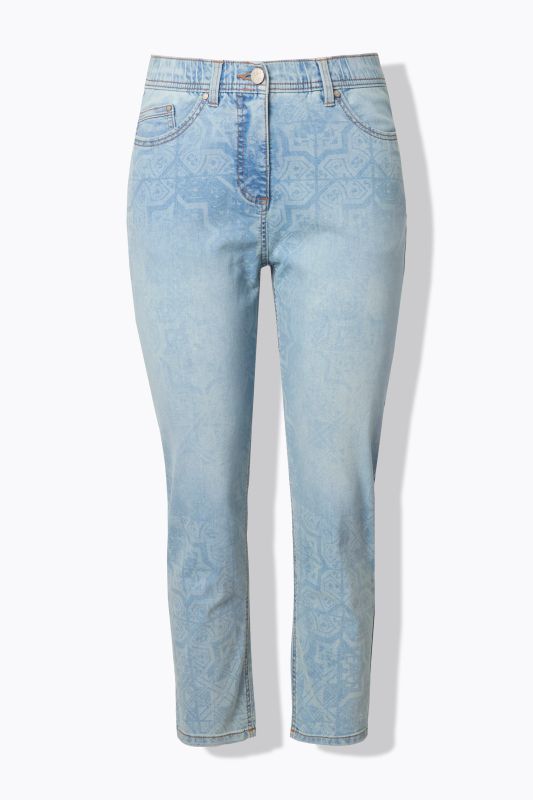 Tile Laser Print Stretch Fit Jeans
