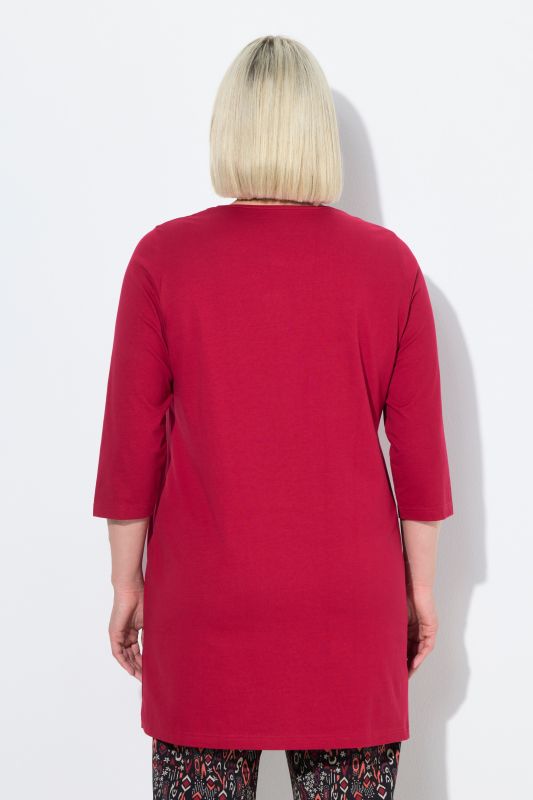 Keyhole Cutout 3/4 Sleeve Knit Tunic