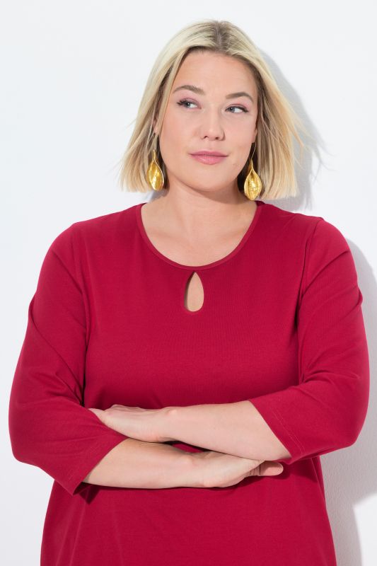 Keyhole Cutout 3/4 Sleeve Knit Tunic