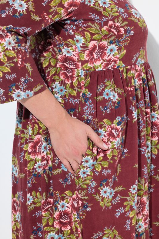 Country Floral Knit A-Line Pocket Dress