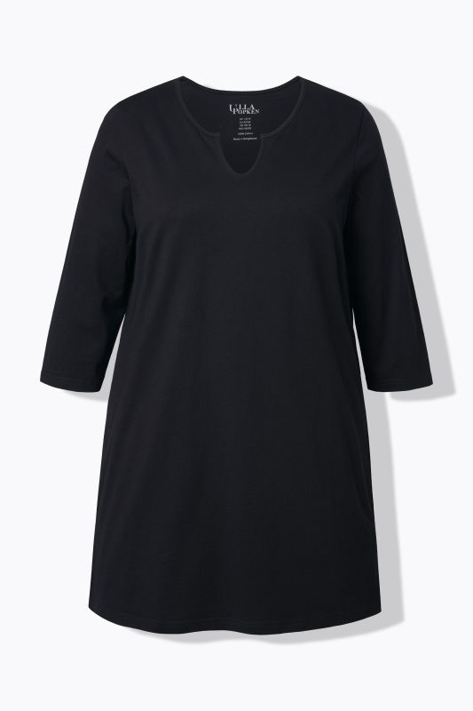Round Notch Neck Knit 3/4 Sleeve Tunic
