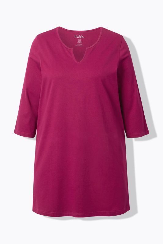 Round Notch Neck Knit 3/4 Sleeve Tunic