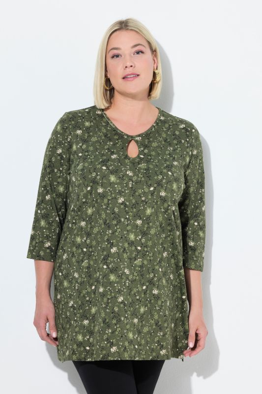 Twisting Floral 3/4 Sleeve Knit Tunic