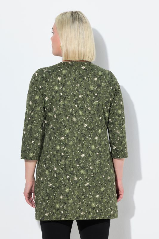 Twisting Floral 3/4 Sleeve Knit Tunic