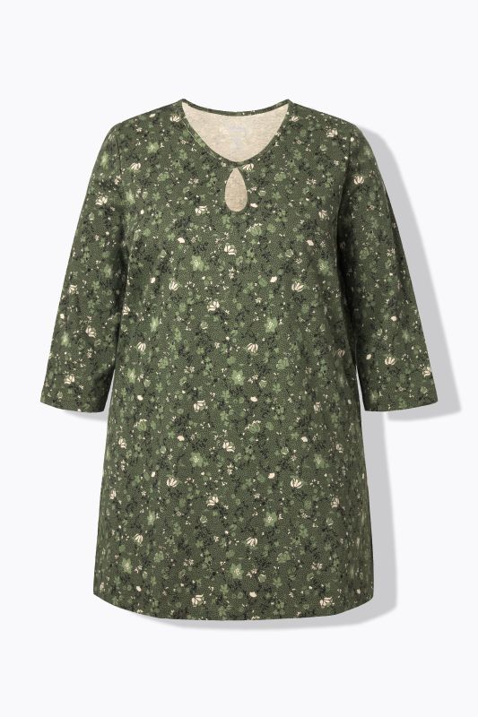 Twisting Floral 3/4 Sleeve Knit Tunic
