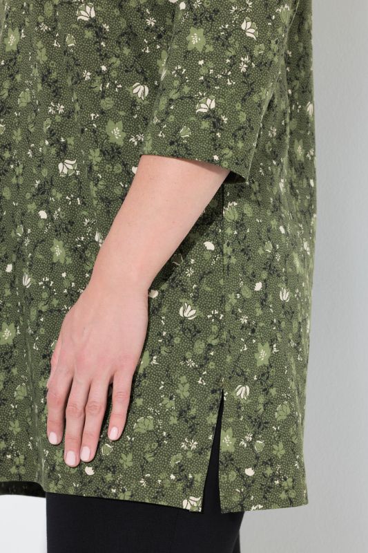 Twisting Floral 3/4 Sleeve Knit Tunic