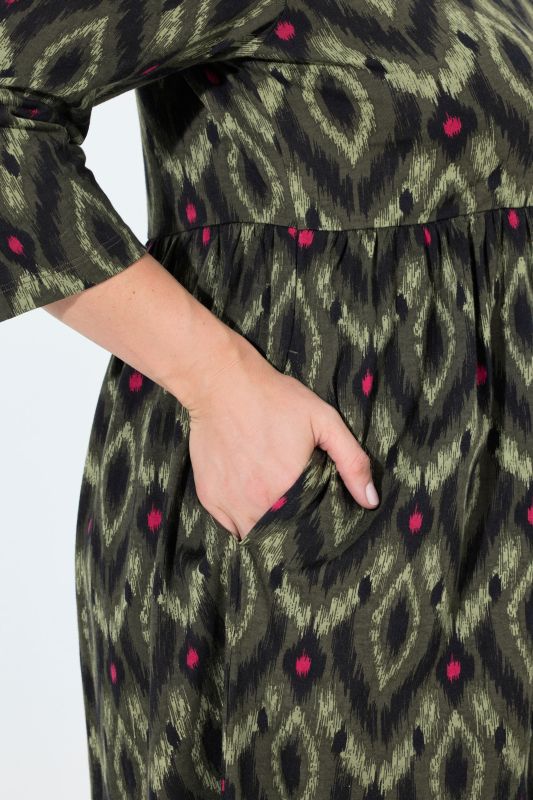 Ikat-Inspired Empire Knit A-Line Pocket Dress