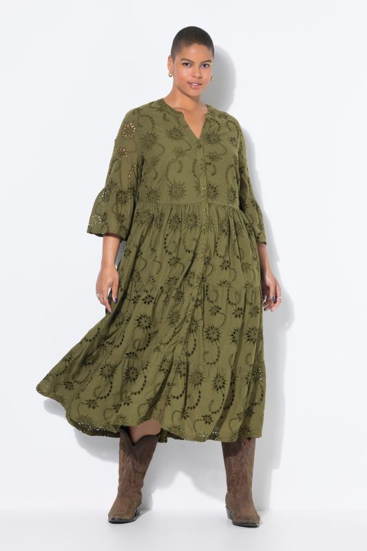 Eyelet Embroidered 3/4 Sleeve Dress