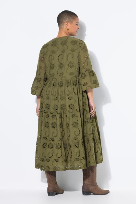Eyelet Embroidered 3/4 Sleeve Dress