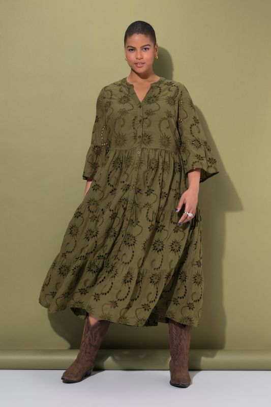 Eyelet Embroidered 3/4 Sleeve Dress