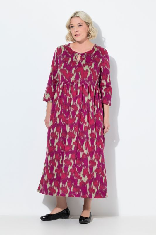 Abstract Print Empire Knit A-Line Pocket Dress