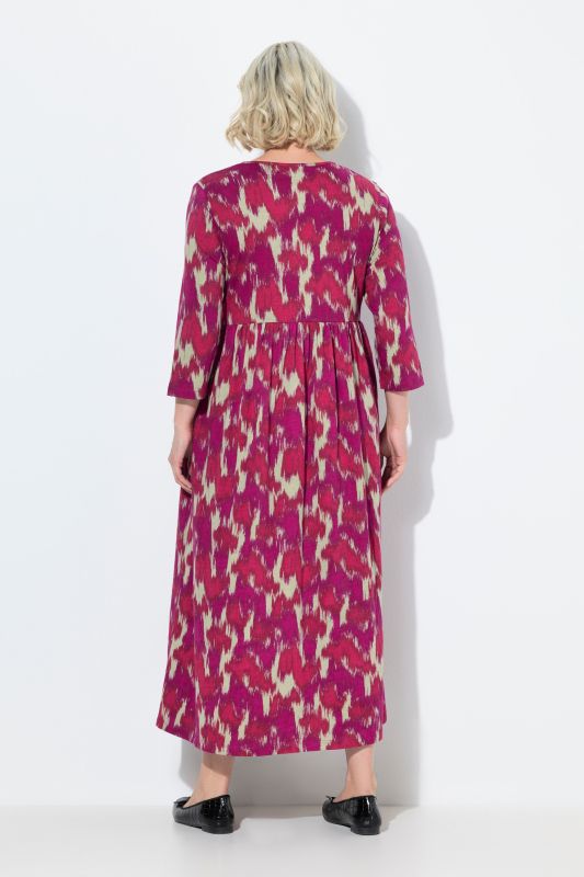 Abstract Print Empire Knit A-Line Pocket Dress