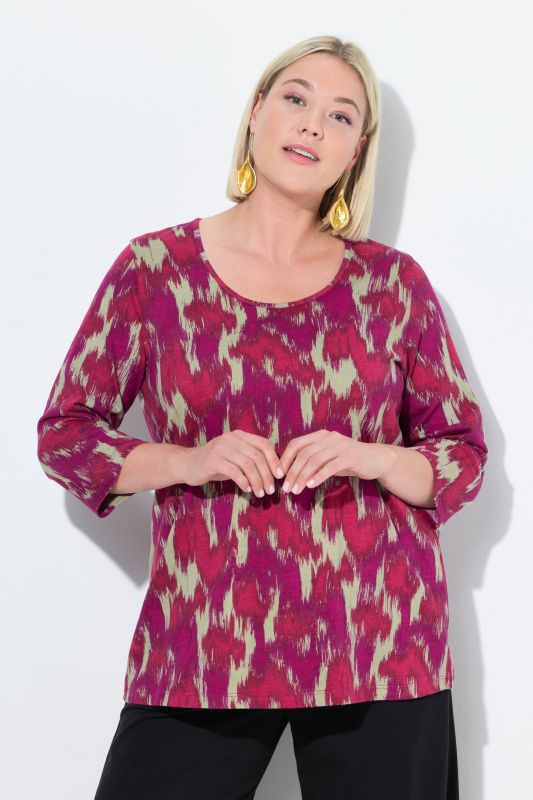 Abstract Print 3/4 Sleeve Tee