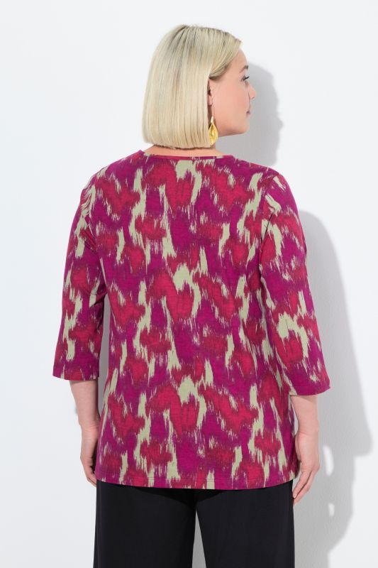 Abstract Print 3/4 Sleeve Tee