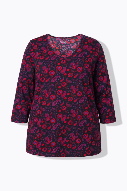 Electric Floral 3/4 Sleeve Paisley Tee
