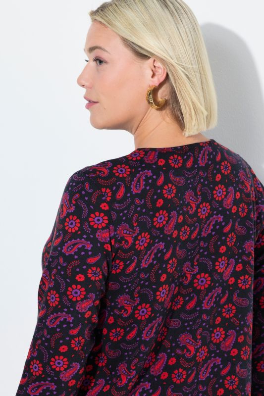 Electric Floral 3/4 Sleeve Paisley Tee