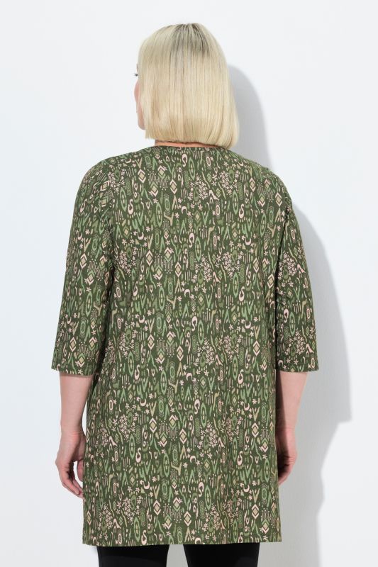 Mixed Floral Print 3/4 Sleeve Knit Tunic