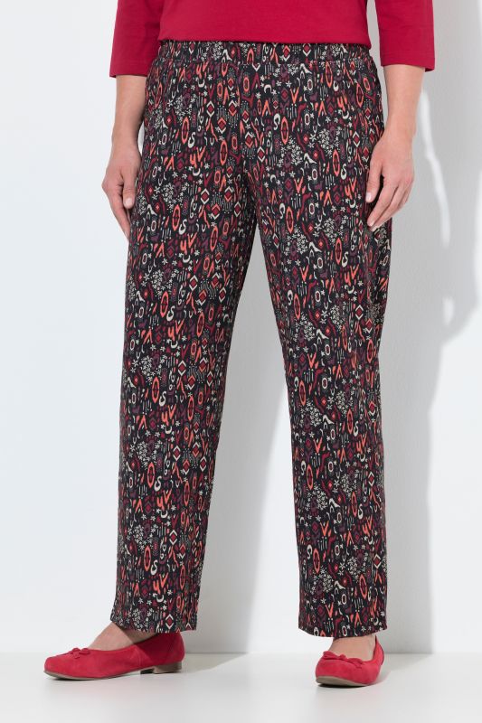 Mixed Flower Print Elastic Waist Jersey Pants