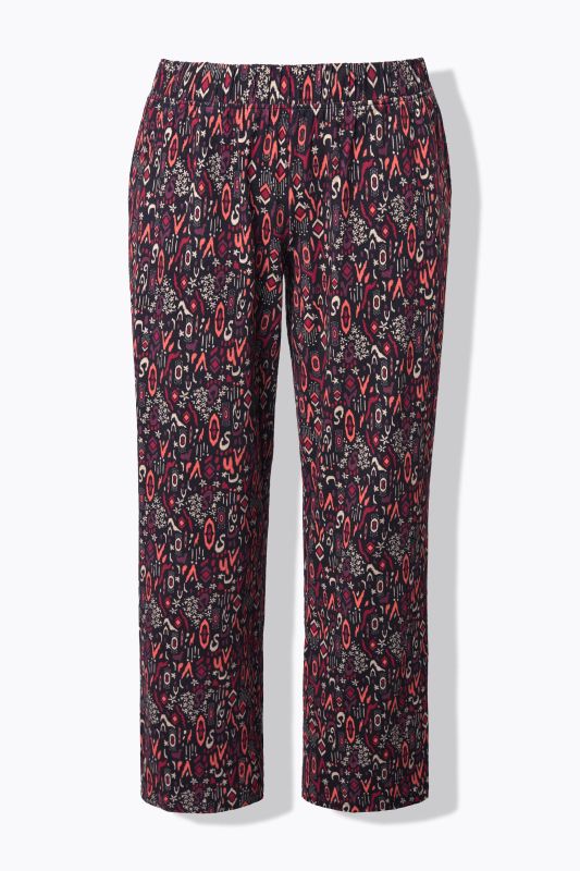 Mixed Flower Print Elastic Waist Jersey Pants