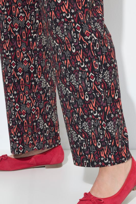 Mixed Flower Print Elastic Waist Jersey Pants