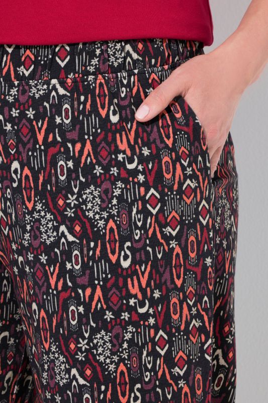 Mixed Flower Print Elastic Waist Jersey Pants