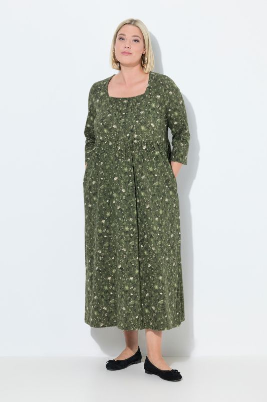Twisting Floral Empire Knit A-Line Pocket Dress