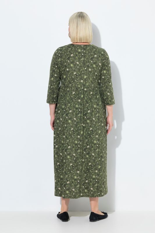 Twisting Floral Empire Knit A-Line Pocket Dress