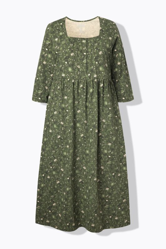 Twisting Floral Empire Knit A-Line Pocket Dress