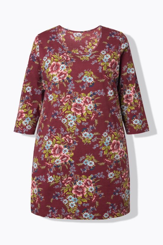 Country Floral 3/4 Sleeve Pocket Knit Tunic