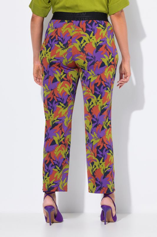 Leaf Print Elastic Waist Pants