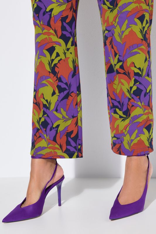 Leaf Print Elastic Waist Pants