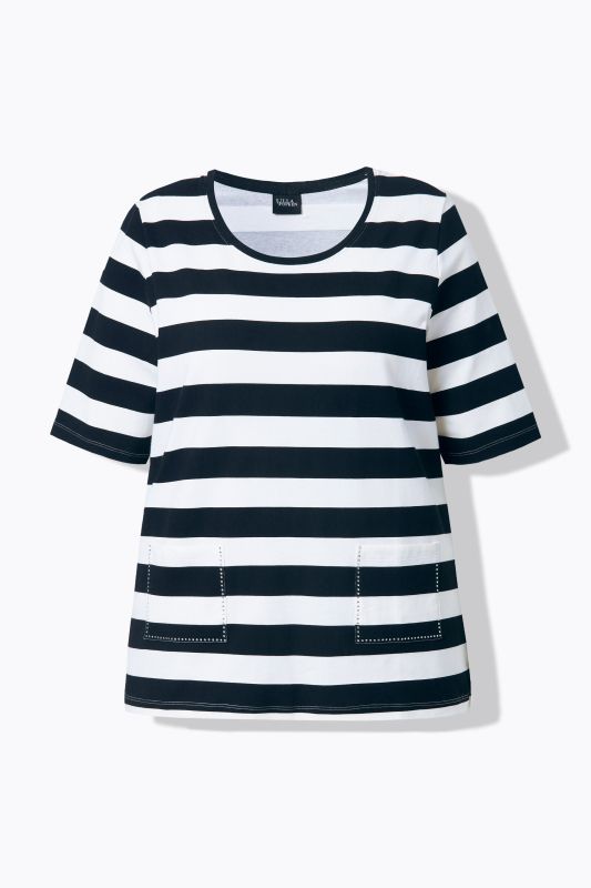 Striped Rhinestone Detail Short Sleeve Tee