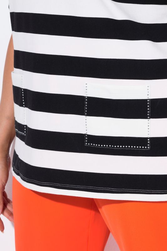 Striped Rhinestone Detail Short Sleeve Tee