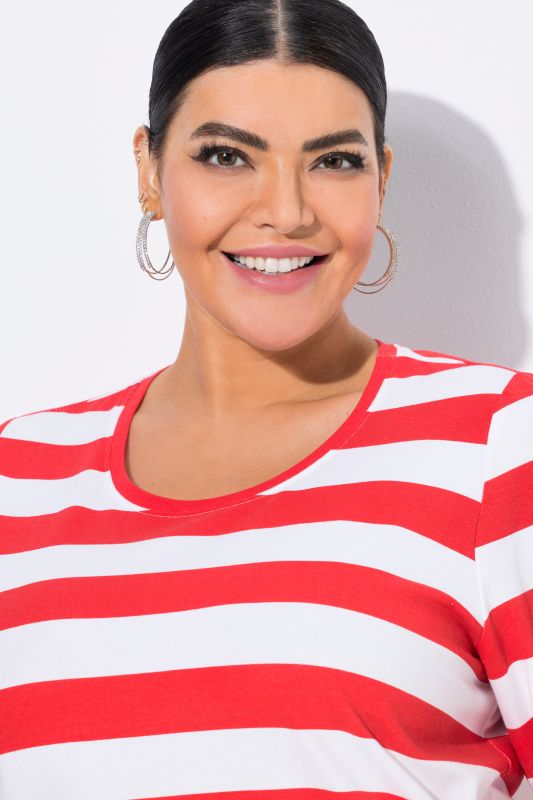 Striped Rhinestone Detail Short Sleeve Tee