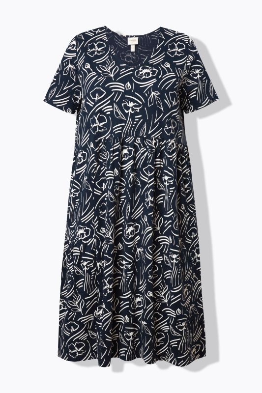 Eco Cotton Sketchbook Garden Short Sleeve Dress