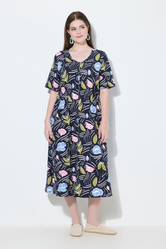 Eco Cotton Floral Print Short Sleeve Dress