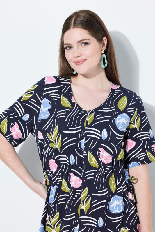 Eco Cotton Floral Print Short Sleeve Dress