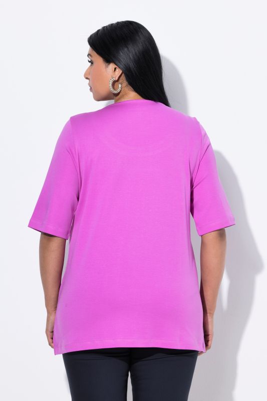Rhinestone Leaf Motif Short Sleeve Tee